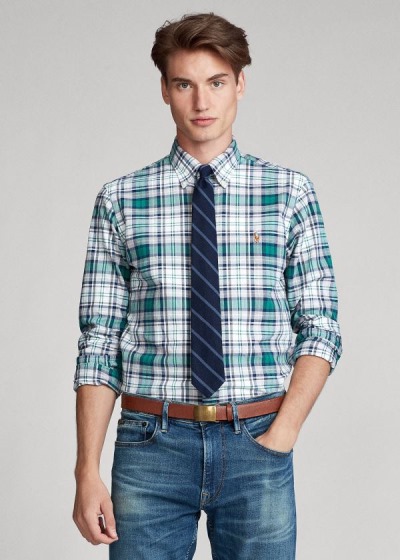 Men's Polo Ralph Lauren Classic Fit Plaid Oxford Shirt | 704132FVY